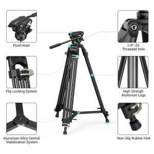 Tripé de vídeo SmallRig AD-01 e suas partes