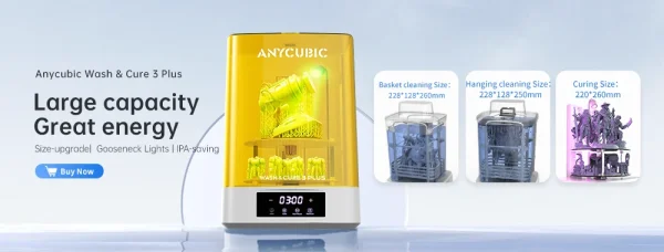 Medidas de lavagem e de cura do ANYCUBIC Wash & Cure 3 Plus