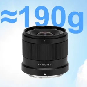 Viltrox 9mm F2.8 Air com cerca de 190 g