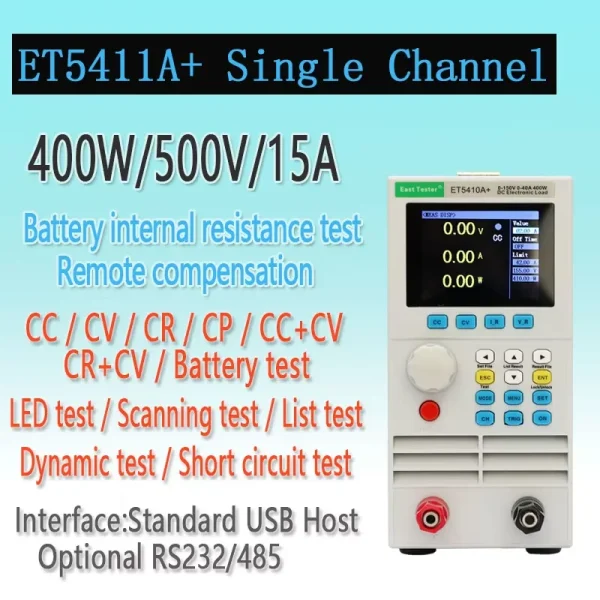 Carga eletrônica ET5411A+ de 500 V, 15 A e 400 W