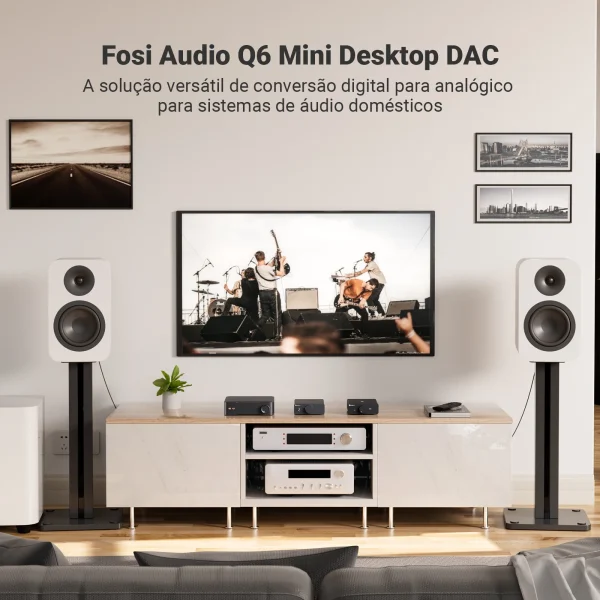 Fosi Audio Q6 em sistema de som de mesa