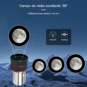 Campo de visão constante de 56° da ocular SV215