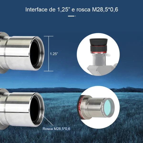 Encaixe de 1,25 polegada e rosca de filtro da ocular SV215