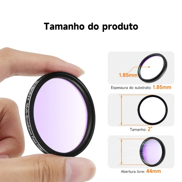 Tamanho do filtro SVBONY SV260