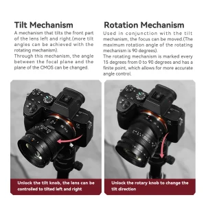 Mecanismos de inclinação e rotação da TTArtisan Tilt 50mm