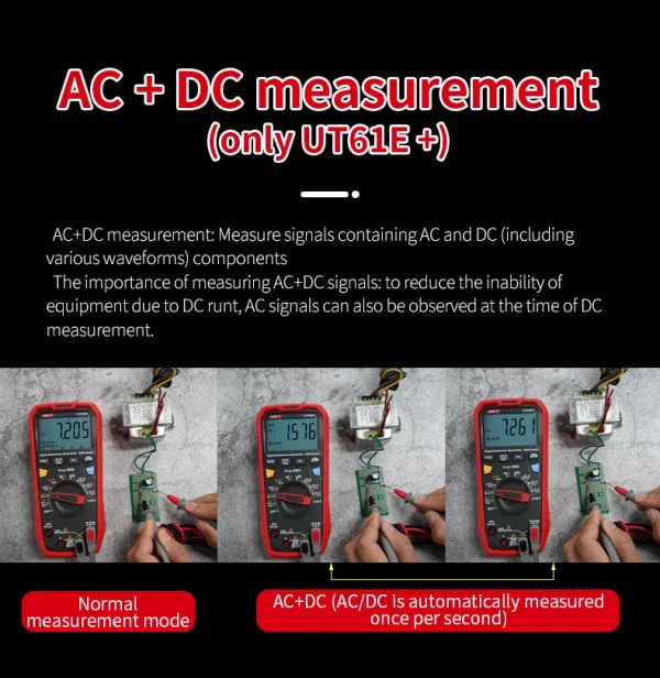 Medição AC+DC no UNI-T UT61E+