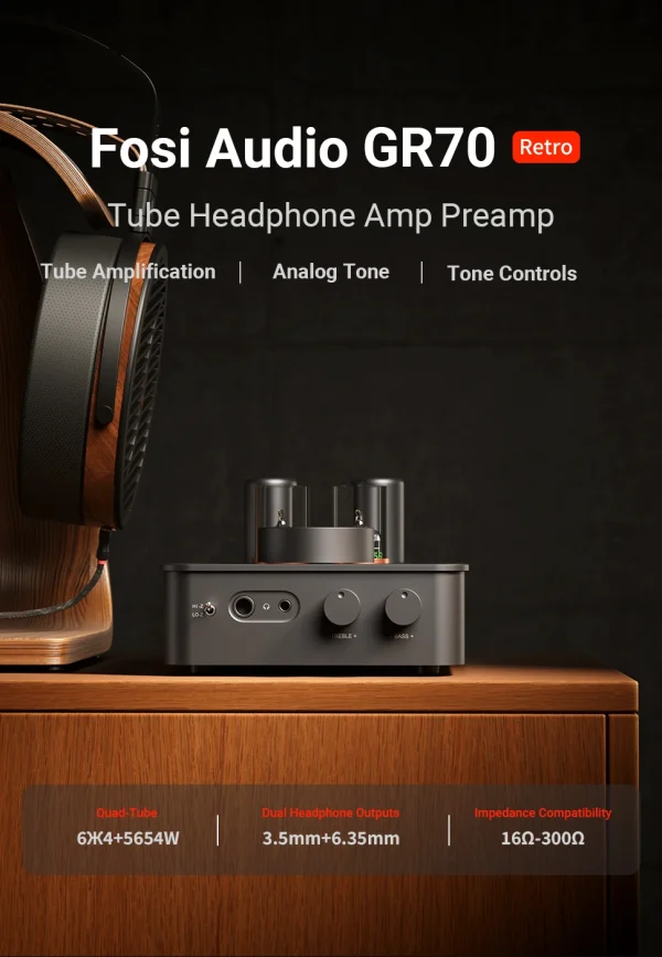 Amplificador valvulado para fone de ouvido Fosi Audio GR70