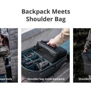 Bolsa de ombro da OneMo 2 usada sozinha, dentro da mochila ou na cintura