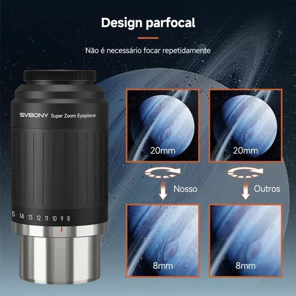 Design parfocal da ocular zoom SVBONY SV230