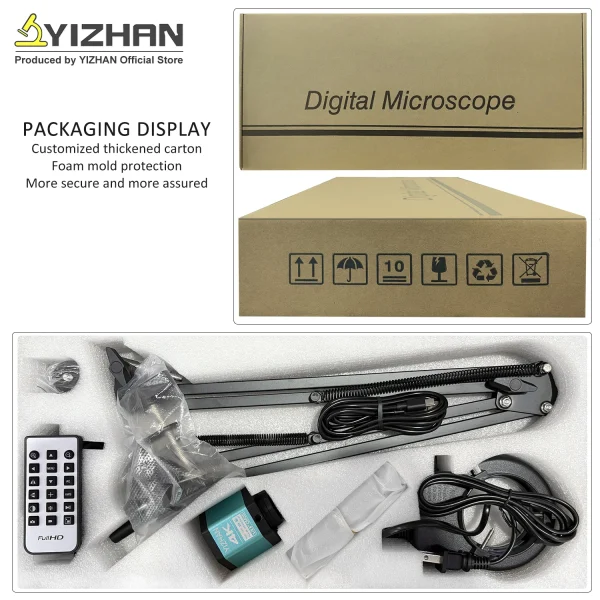 Embalagem e acessórios do microscópio digital YIZHAN