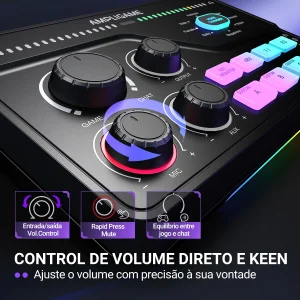 Botões e mudo por toque do mixer FIFINE SC8