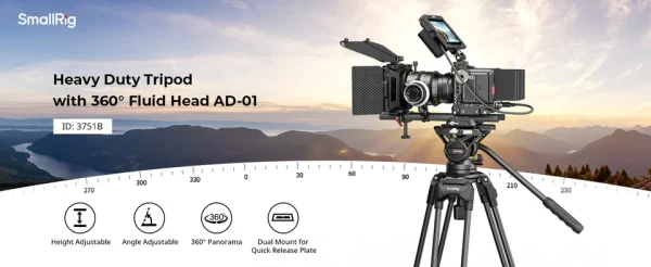 Tripé SmallRig AD-01 com cabeça fluida de 360°