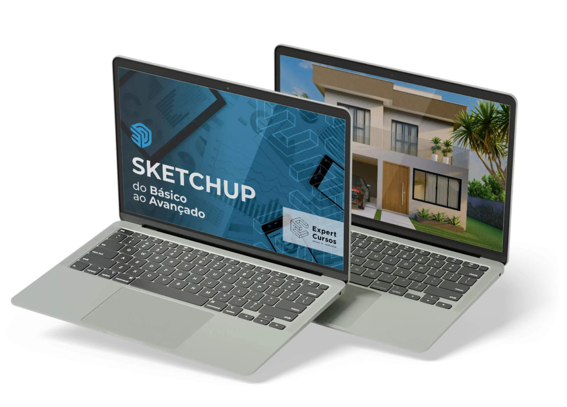 Curso de SketchUp do básico ao avançado da Expert Cursos, com projeto de sobrado em 3D