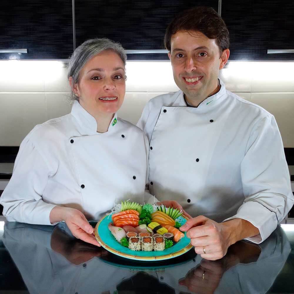 Wellison e Fernanda Breder, professores do Curso de Sushi Online