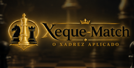 Logotipo do curso de xadrez online Xeque-Match: O Xadrez Aplicado sobre um tabuleiro