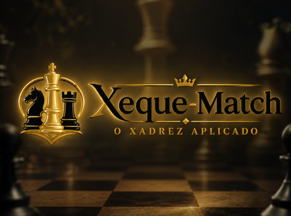 Logotipo do curso de xadrez online Xeque-Match: O Xadrez Aplicado sobre um tabuleiro