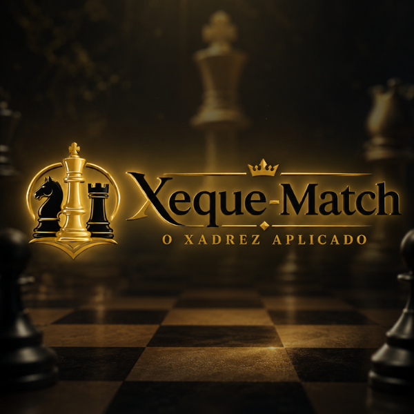 Logotipo do curso de xadrez online Xeque-Match: O Xadrez Aplicado sobre um tabuleiro