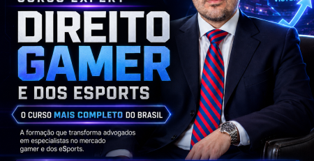 Professor Hélio Zwicker na capa do Curso Expert em Direito Gamer e dos eSports