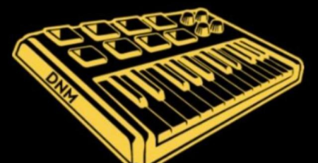 Ilustração de teclado controlador MIDI, logotipo do curso Dominando as Notas Musicais