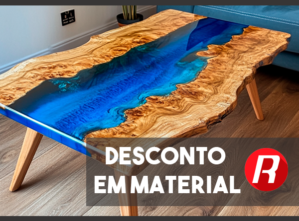 Mesa river table de madeira com rio de resina azul, capa do Curso Mesa Resinada do Zero