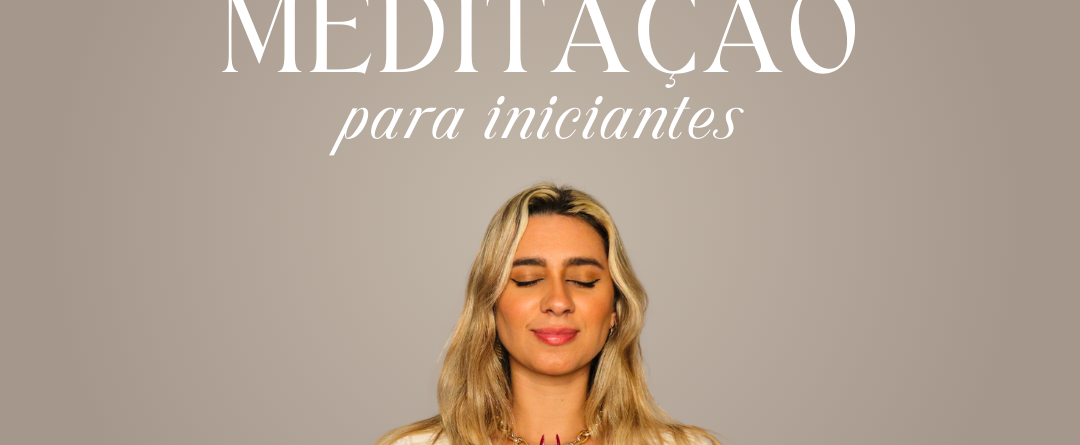 Professora Gabriella Rivetti meditando de olhos fechados, capa do Treinamento de Meditação para Iniciantes