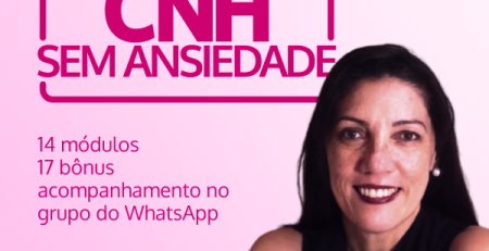 Psicóloga Vanessa Carmo na capa do Método CNH Sem Ansiedade, com 14 módulos e 17 bônus