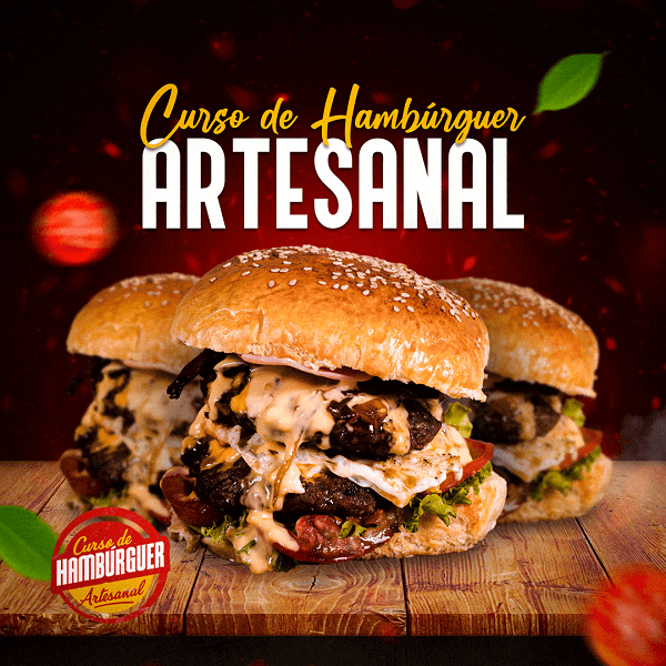 Hambúrguer artesanal na chapa, para o comparativo de cursos de comida de rua