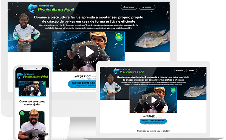 Criação de peixes em caixa d'água, do Curso de Piscicultura Fácil