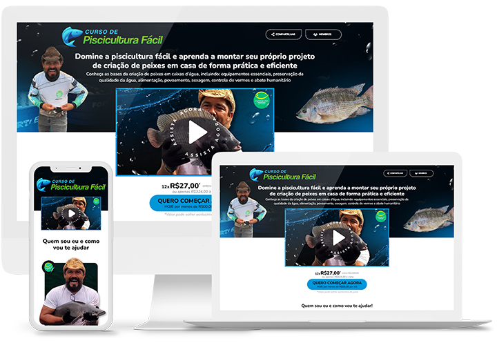 Criação de peixes em caixa d'água, do Curso de Piscicultura Fácil