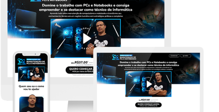 Manutenção de notebook aberto na bancada, do curso de Eduardo Correa